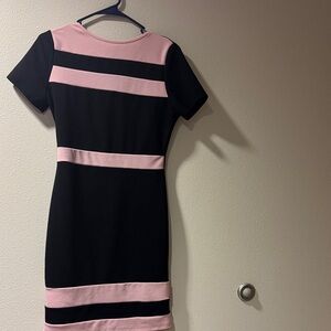 SHEIN Black Dress with Pink Stripe Accents